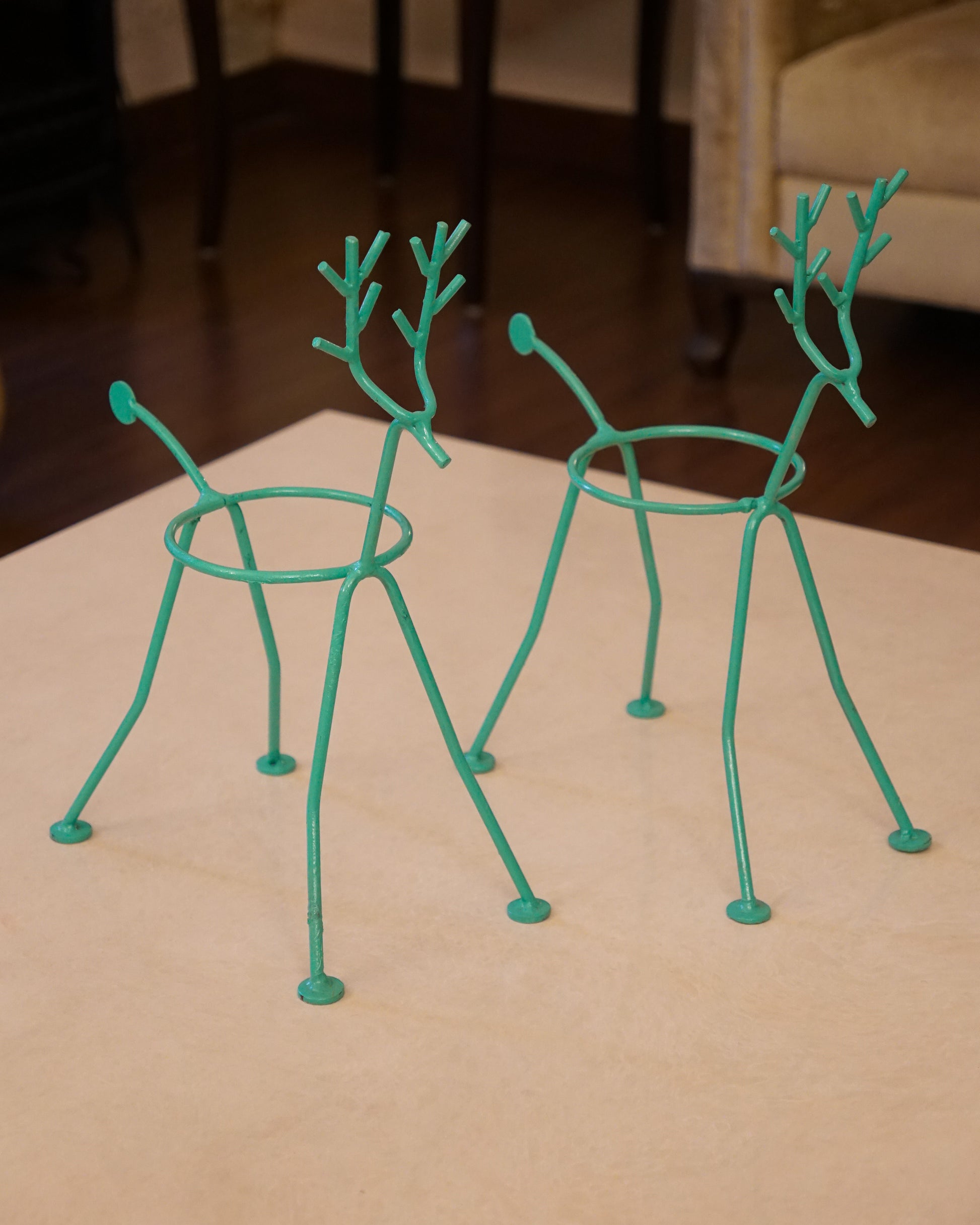 Deer plant stands, set of 2