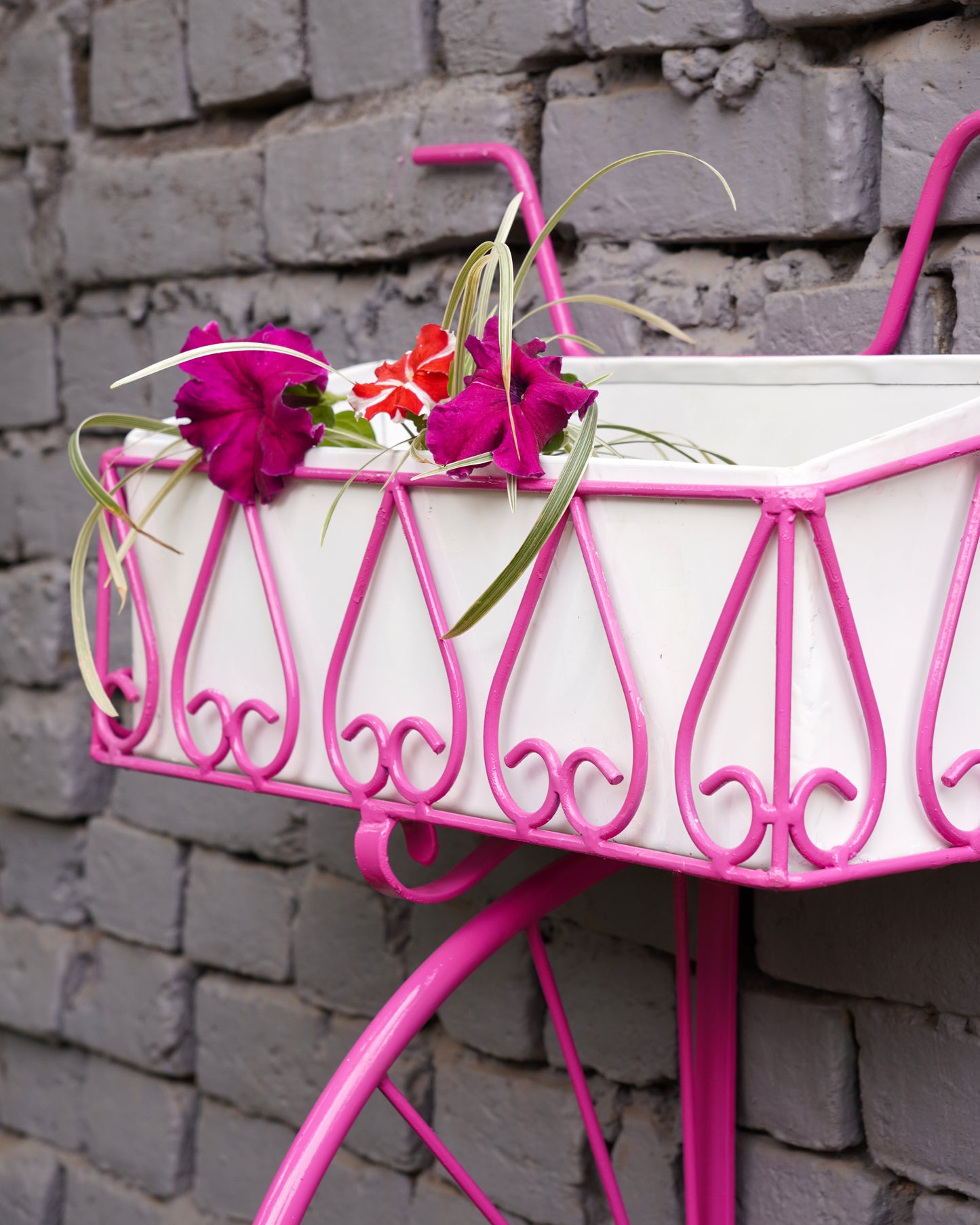 Pink Cycle Basket Planter