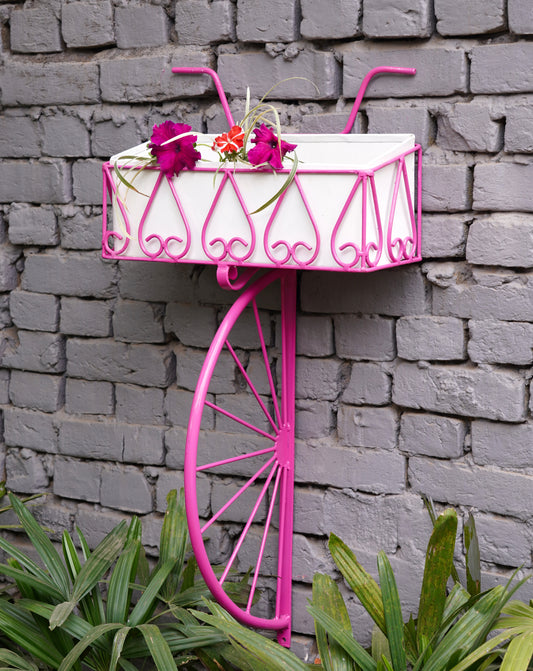 Pink Cycle Basket Planter