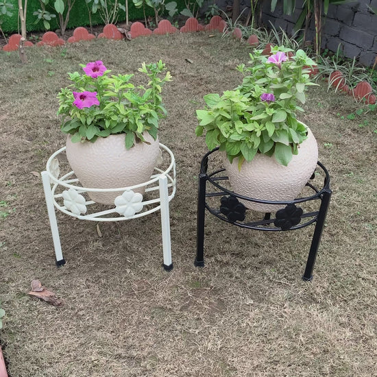 Basket plant stands available in black and ivory colours