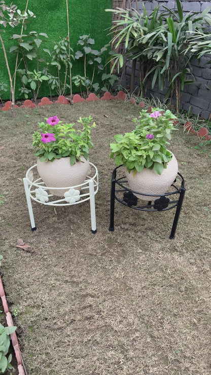 Basket plant stands available in black and ivory colours